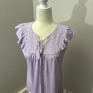 Maurices Lilac Ruffle Sleeve Blouse